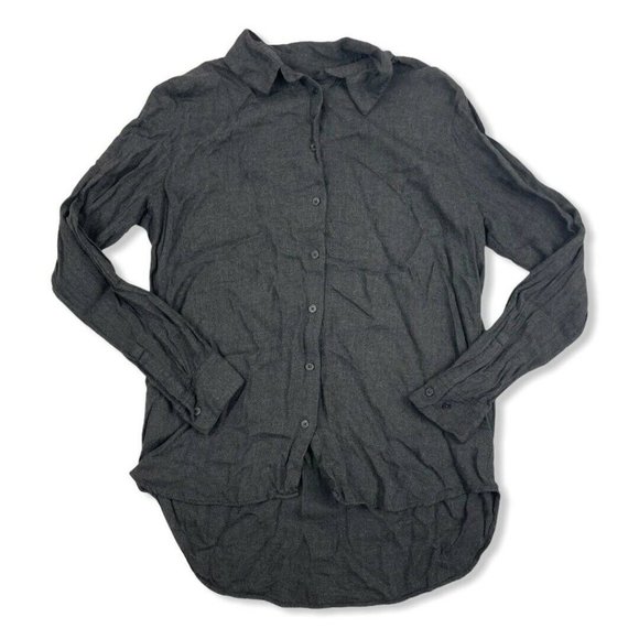 Uniqlo Womens Dark Gray Button Up Blouse Shirt - Picture 1 of 5